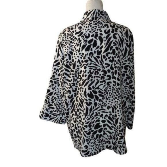Alfred Dunner Womens Animal Print Blouse 3/4 Sleeve Button-Up Size 14 - Picture 3 of 4